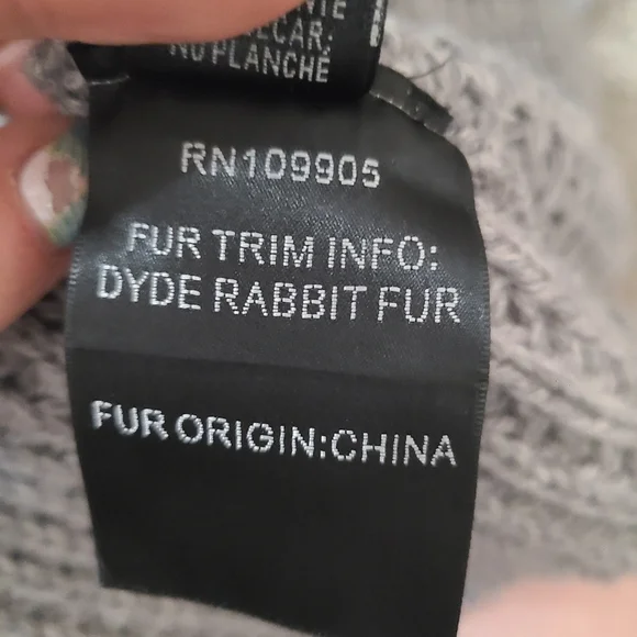 Sioni Long Studded Wool Blend Rabbit Fur Trim Cozy Knit Cardigan Sweater - Picture 5 of 5